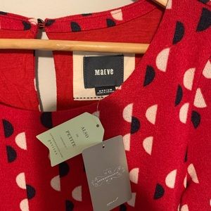 Anthropologie Mauve Anthousai Swing Dress Red Bell Sleeve Medium